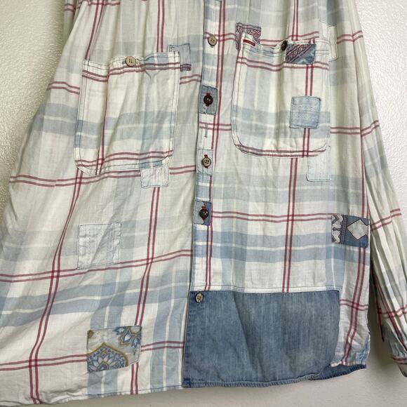 DR Collectors Teddy Forever Picasso Repair Shirt XL Red Indigo Button Oversized - Picture 5 of 12